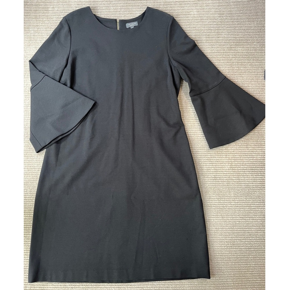 The Limited Collection Black Bell‎ Sleeve Shift Dress Ponte Knit Size Size M